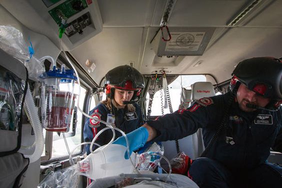 Air ambulance in flight